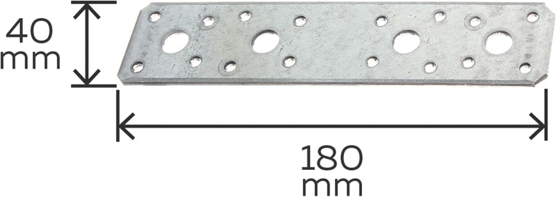 Alberts 846374 Flachverbinder | sendzimirverzinkt | 180 x 40 mm | 50er Set 180 x 40 mm / 50 Stk. Sin