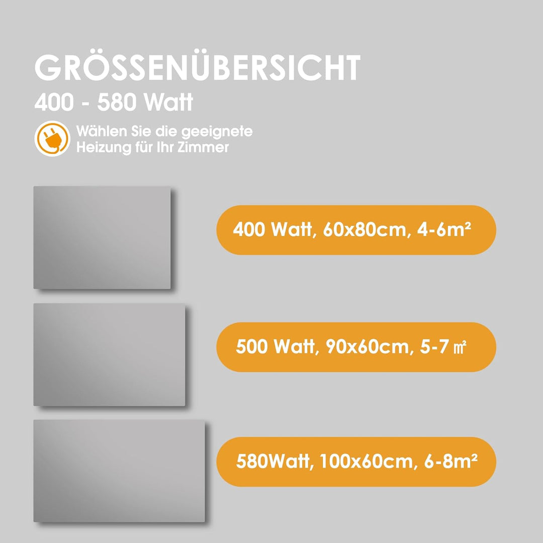 byecold Infrarotheizung Spiegel mit Thermostat 450 Watt - Spiegelheizung Infrarot mit LED Beleuchtun