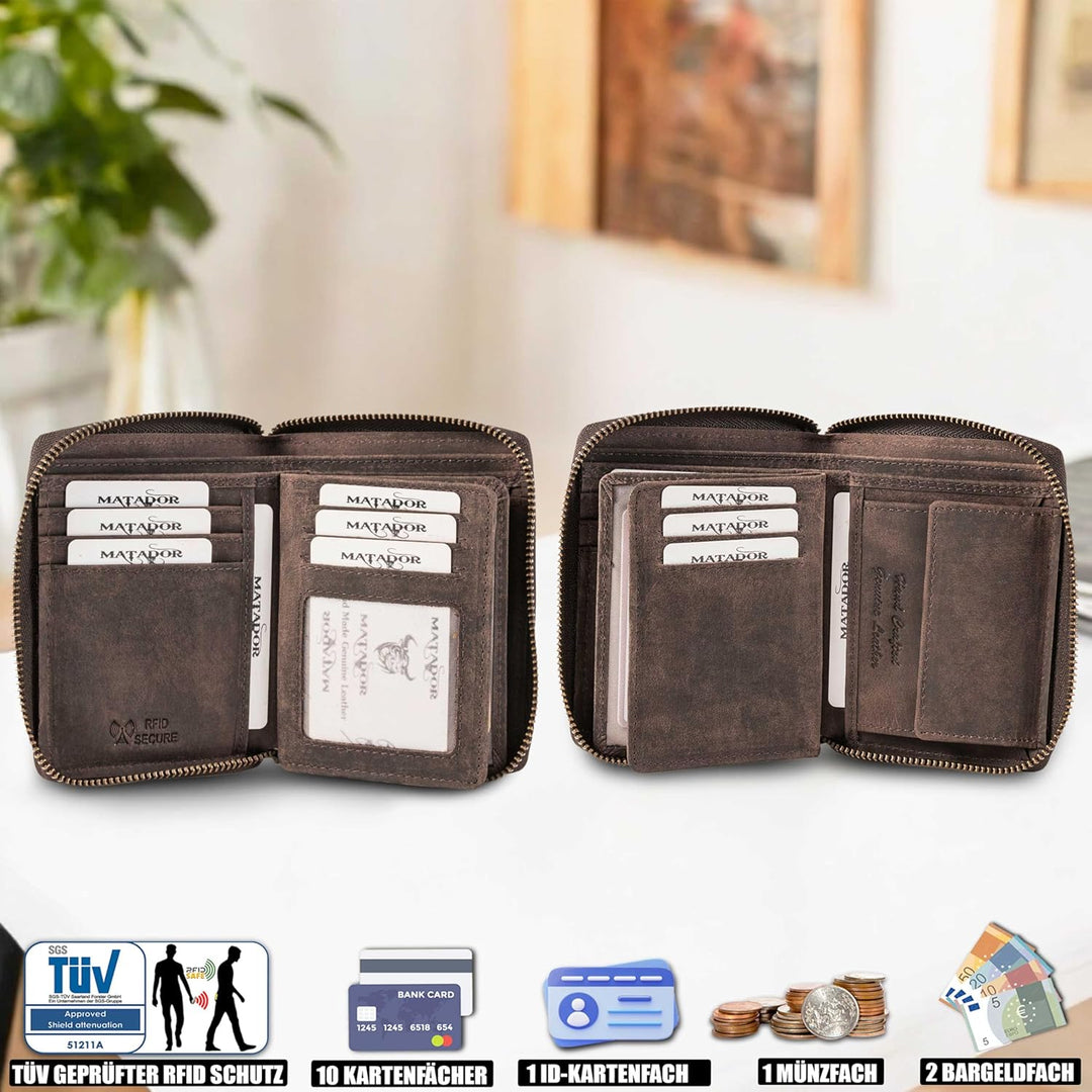 MATADOR Männer Geldbörse Leder #Granada mit edler Geschenk Box, Elegante Herren Geldbörse Leder mit