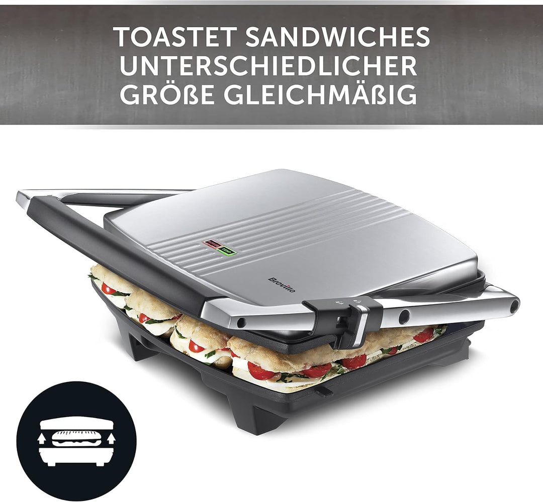Breville Sandwich/Panini-Toaster | Sandwichmaker im Café-Stil für 4 Scheiben | Edelstahl [VST026X] V