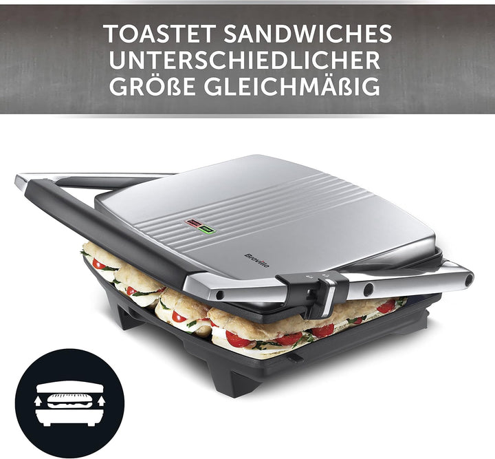 Breville Sandwich/Panini-Toaster | Sandwichmaker im Café-Stil für 4 Scheiben | Edelstahl [VST026X] V