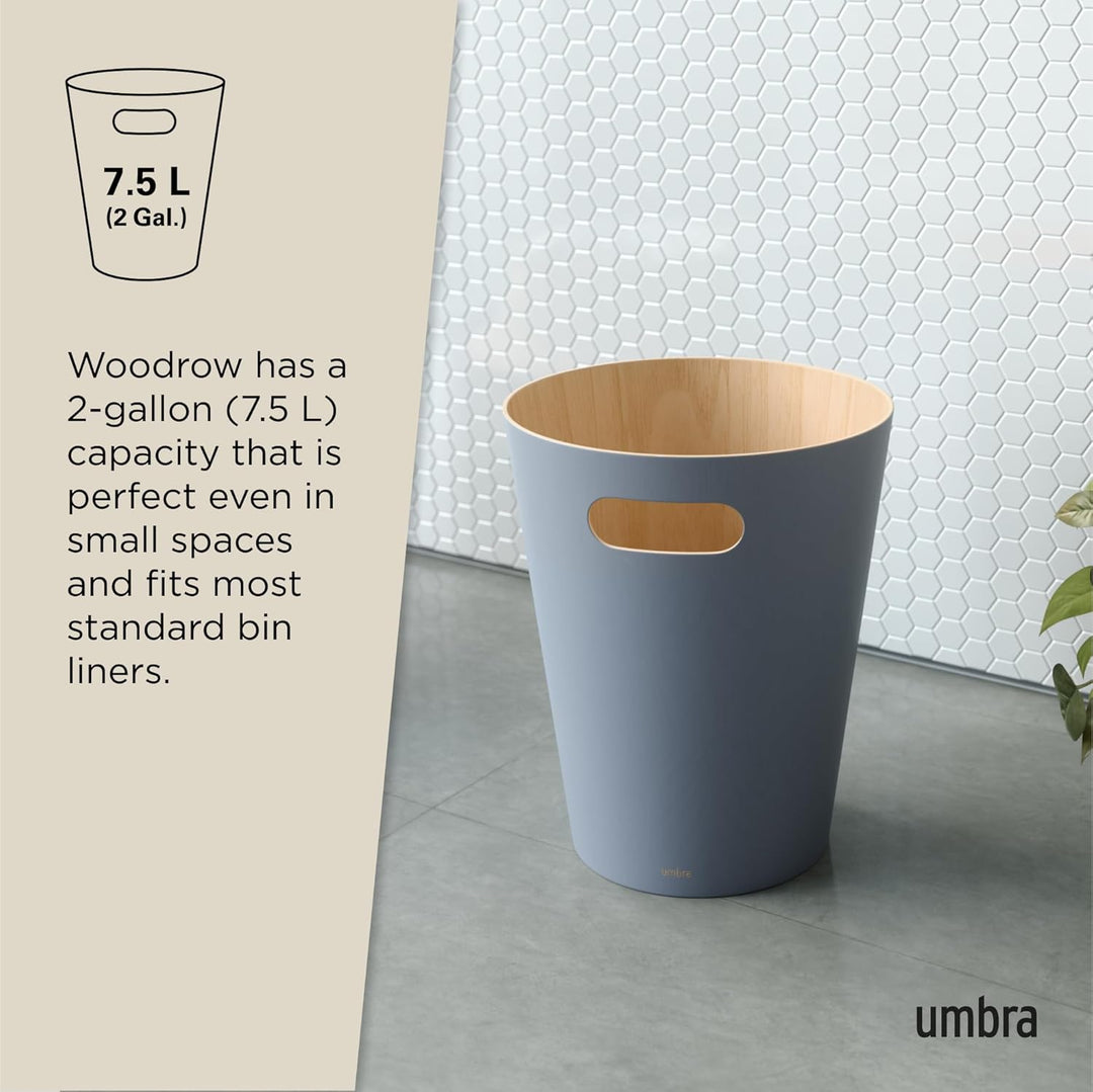 Umbra Woodrow Abfalleimer Holz, 7, 5l, Schieferblau, Schieferblau
