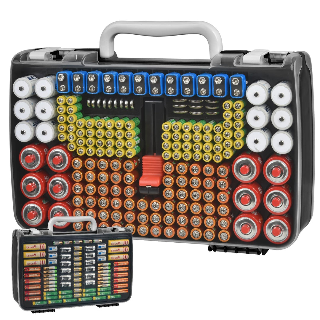 Batterie-Organizer-Aufbewahrungshalterung mit doppelseitiger Halterung, Schwarz
