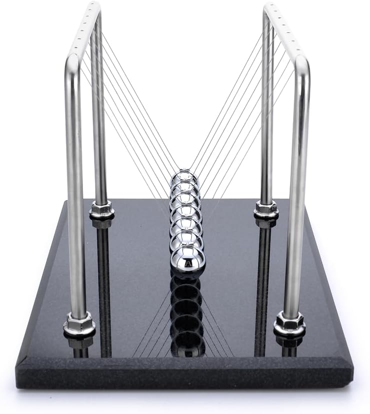 CERROPI Newton Cradle | Newton Pendel Hochwertig | Kugelstosspendel Unendlich mit 7 Kuglen | Klassic