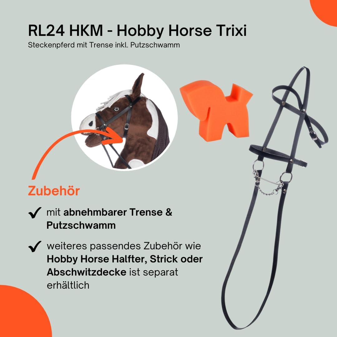 RL24 HKM - Hobby Horse inkl MagicBrush | Steckenpferd mit Trense | Spielpferd aus Plüsch mit Holzsto