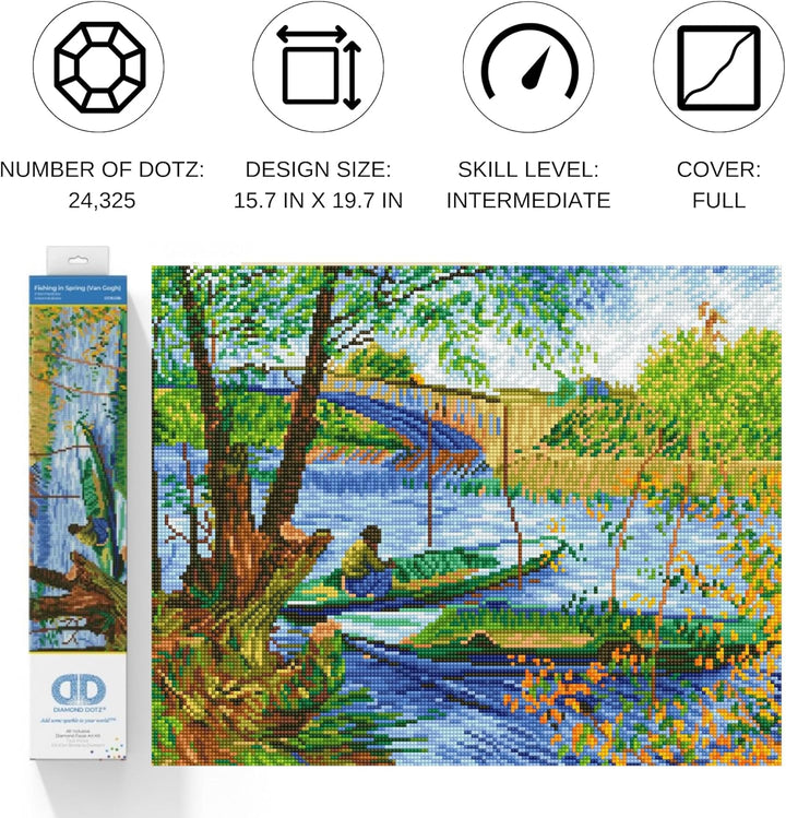 Diamond Dotz DD9-036 Angeln im Frühling (Van Gogh), ca. 50 x 40 cm gross, Diamond Painting, Malen mi
