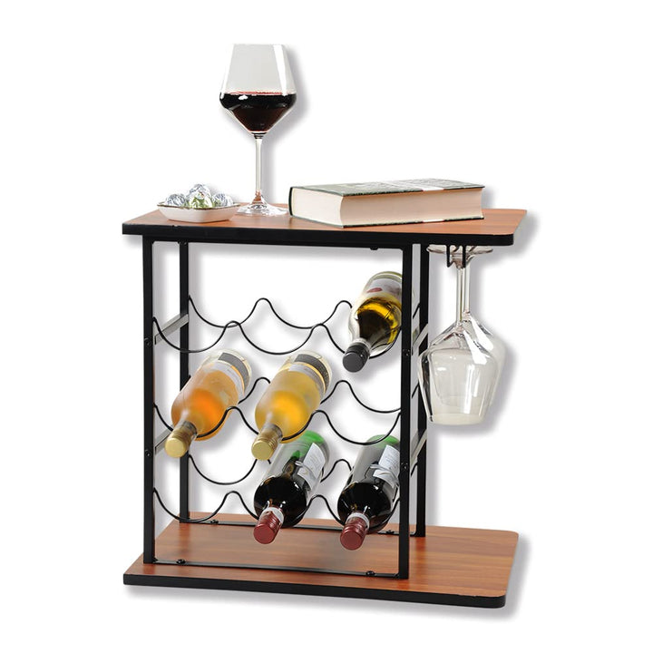 Kesper 27830 Weinregal 9 Flaschen braun/schwarz Holz/Metall, Braun