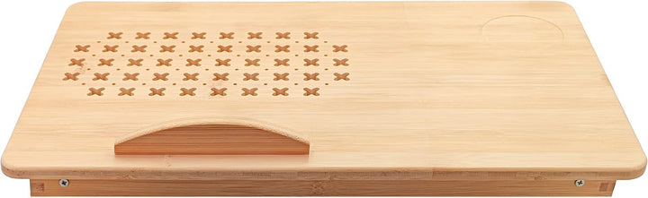 Klappbarer Laptoptisch, verstellbar mit Belüftung, Holzbettständer, Happy Sunday
