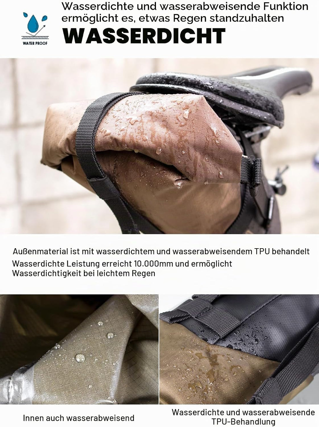 GORIX Fahrrad-Satteltasche, wasserdicht, erweiterbar, Rollentyp, 3 l, langlebig, leicht, für Rennrad