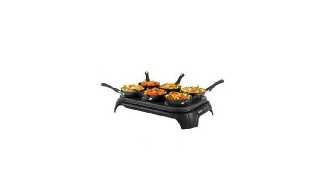 Tefal Wokparty Duo PY5828 Tischgrill mit kleinen Pfannen Gourmets & Woks, 1000 W, schwarz, Edelstahl