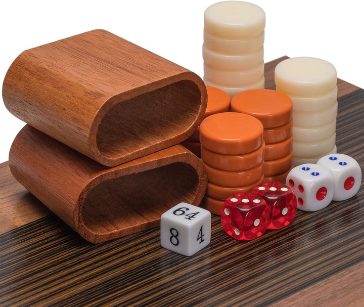 Yellow Mountain Imports Backgammon-Spiel-Set mit Holzeinlagen, Pasadena - 38,5 Zentimeter Spielbrett