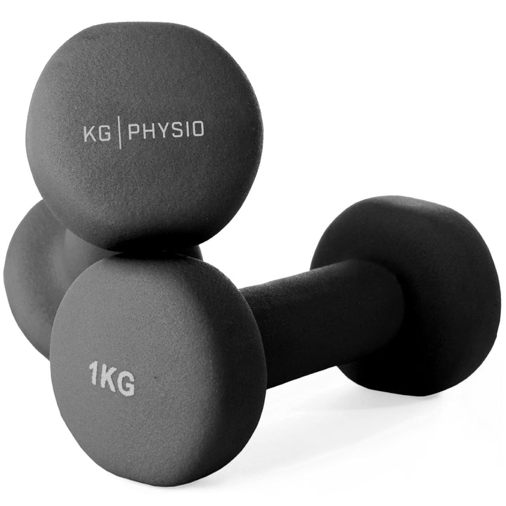 KG Physio Hantelset mit A3-Übungsposter - Neopren Kurzhanteln 2er Set - Fitness Gewichte aus Gusseis