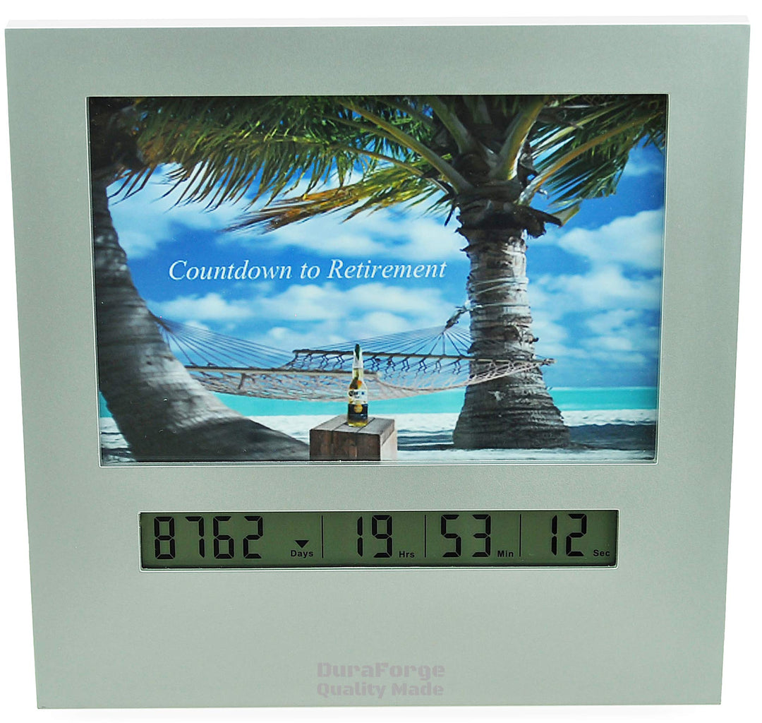 9999 Tage Ruhestand Countdown Uhr mit grossem Display Digital Timer & einem 4x6 Bilderrahmen lustige