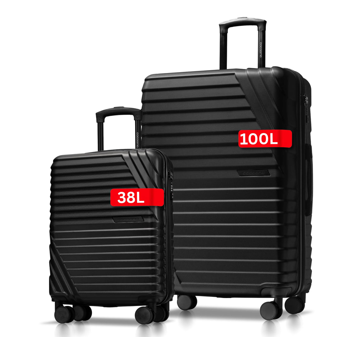 Cocoono Koffer Set 2 Teilig 77cm & Handgepäck Koffer 55x40x20cm in einem Set, Sehr robuste Reisekoff