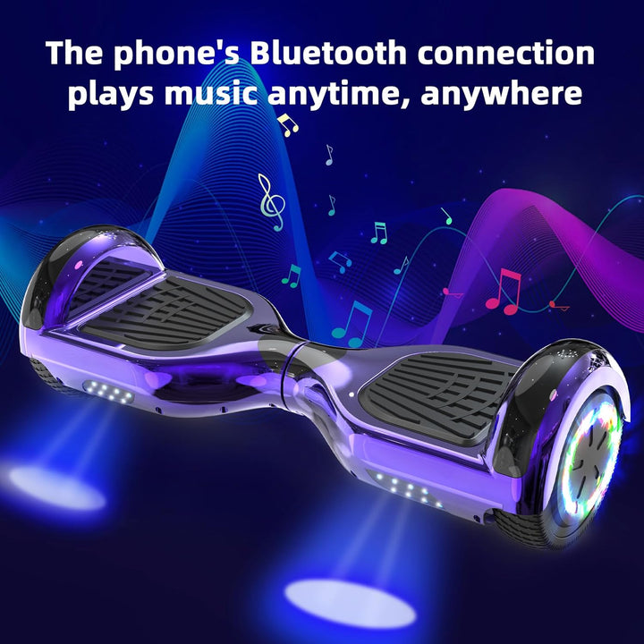VOUUK Hoberboard 6,5-Zoll-Hoverboard mit zwei Rädern, Mit Bluetooth-Lautsprecher, Mit LED-Lichtern G