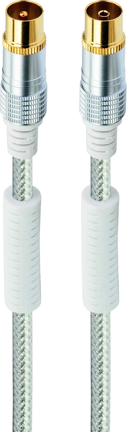 Schwaiger Premium Antennen Anschlusskabel 110 dB mit Ferritkern, 15,0m, transparent, IEC Stecker > I