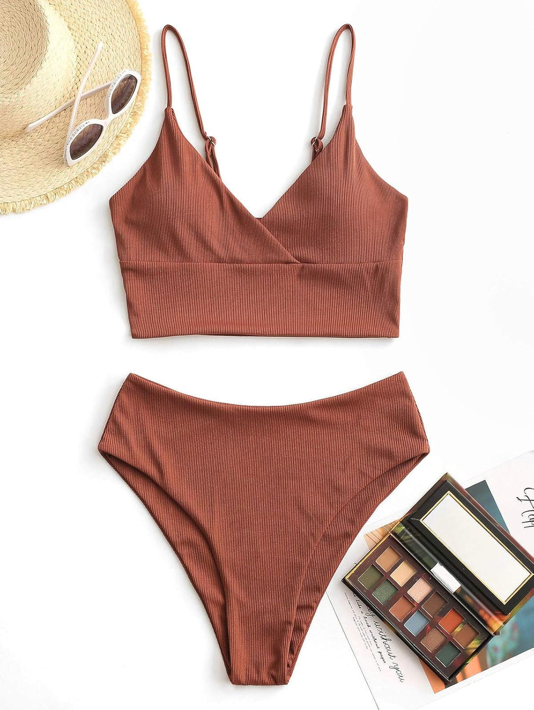 ZAFUL Gerippt Fest Chorhemd Hohes Bein Schnitt Hohe Taille Tankini Set Gepolstert Zwei Stücke Badean