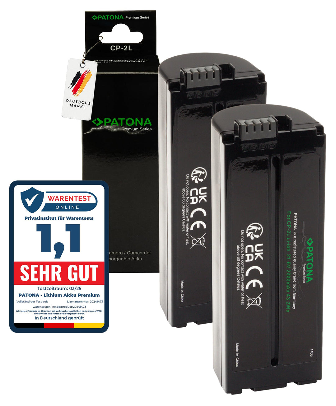 PATONA 2X Akku Ersatz für Canon NB-CP2L, NB-CP1L Battery Pack 2000mAh 21.6V | Ersatzakku für SELPHY
