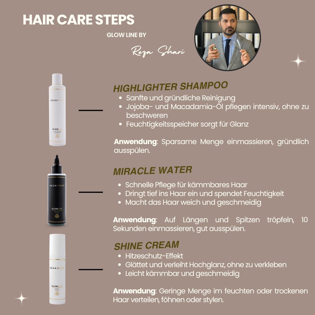 REZA SHARI Shine Cream 100ml - glättende Anti-Frizz Creme mit Hitzeschutz-Effekt für glattes & gesch