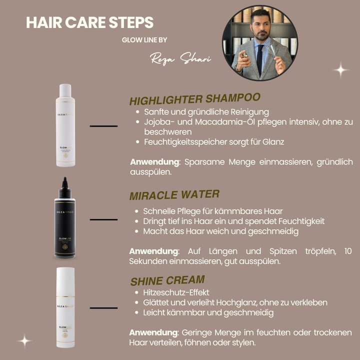 REZA SHARI Shine Cream 100ml - glättende Anti-Frizz Creme mit Hitzeschutz-Effekt für glattes & gesch