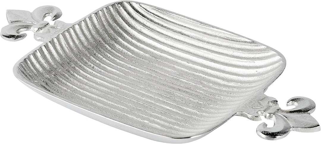 MichaelNoll Schale Lilie Dekoteller Deko Aluminium Silber - Moderne Dekoschale aus Metall - 44 oder