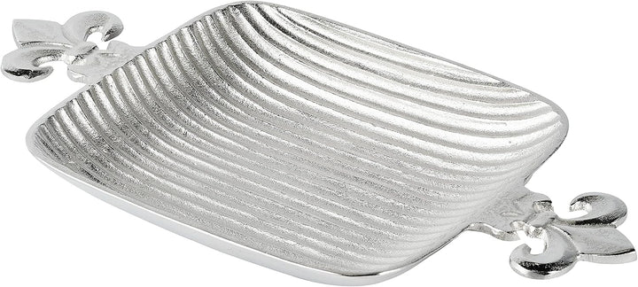 MichaelNoll Schale Lilie Dekoteller Deko Aluminium Silber - Moderne Dekoschale aus Metall - 44 oder