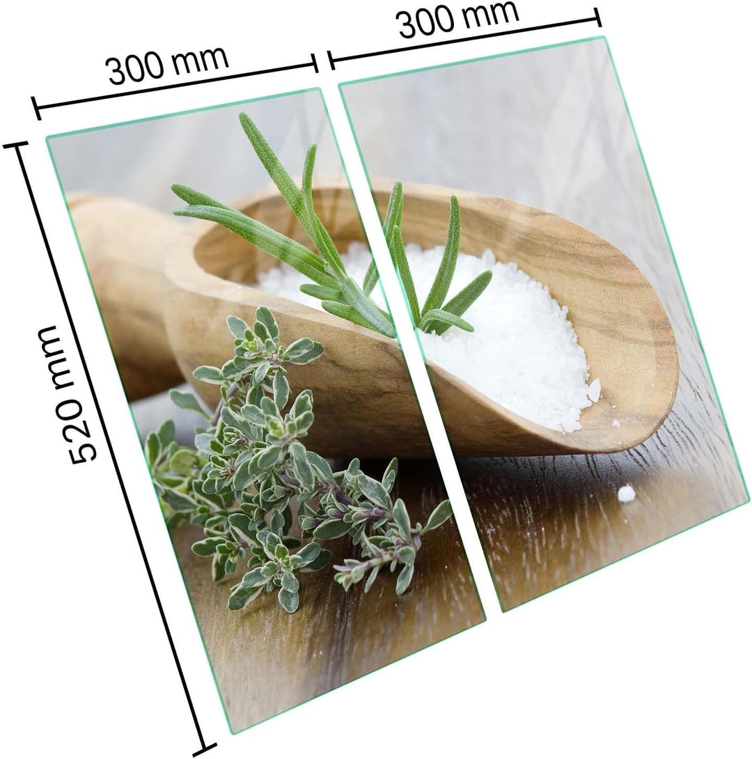 Herdabdeckplatte – Gehärtetes Glas Schneidebrett & Ceranfeld Abdeckplatte 2 Teilig 2x30x52 – Hygieni