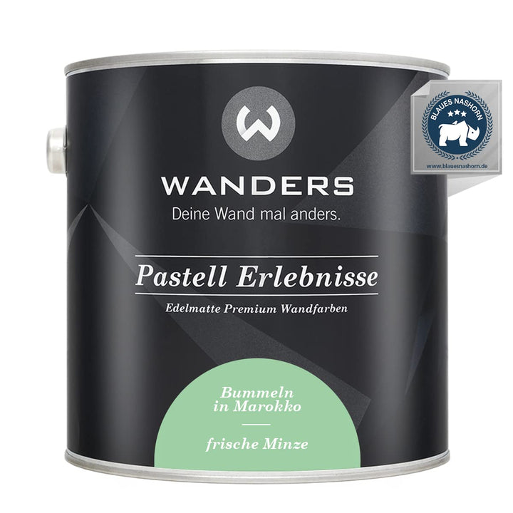 Wanders24 Pastell Erlebnisse (2,5 Liter, frische Minze) edelmatte Wandfarbe - Feine Farben - in 90 F