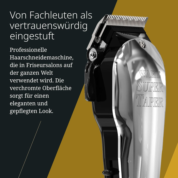 Wahl Chrome Super Taper - Präzise Schnitte - Einfache Schnittlängenverstellung - Schwarz/Silber