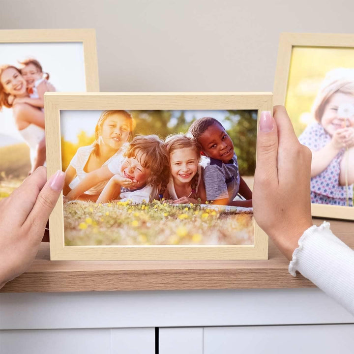 PHOTOLINI Bilderrahmen 15x20 Holz MDF Natur, 10er Set Bilderrahmen 20x15, Picture Frame mit Acrylgla