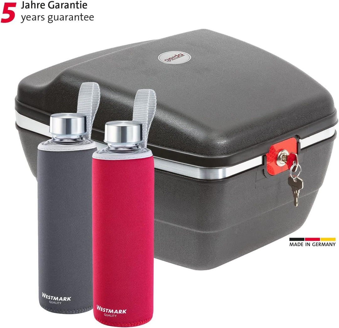 Westmark Fahrrad-Set: 1 Radkoffer für alle Gepäckträger + 2 Trinkflaschen je 0,55 Liter, Kunststoff/