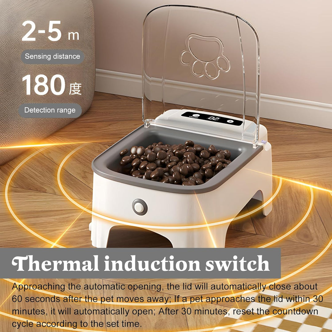 Automatischer Infrarot-Sensor Futternapf, 500ml Futterautomat Katze Mit Sensor Und 99 Stunden Timer,