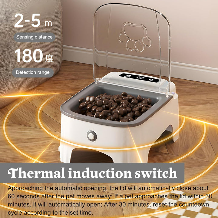Automatischer Infrarot-Sensor Futternapf, 500ml Futterautomat Katze Mit Sensor Und 99 Stunden Timer,