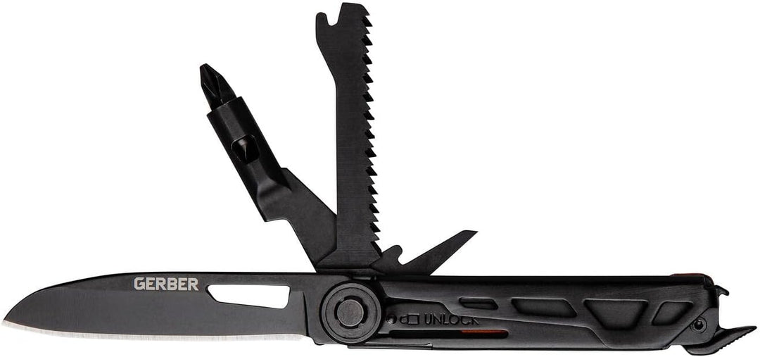 Gerber Taschenmesser mit 8 Funktionen, Multitool mit glatter Klinge, Schraubendreher mit Wechselbit,