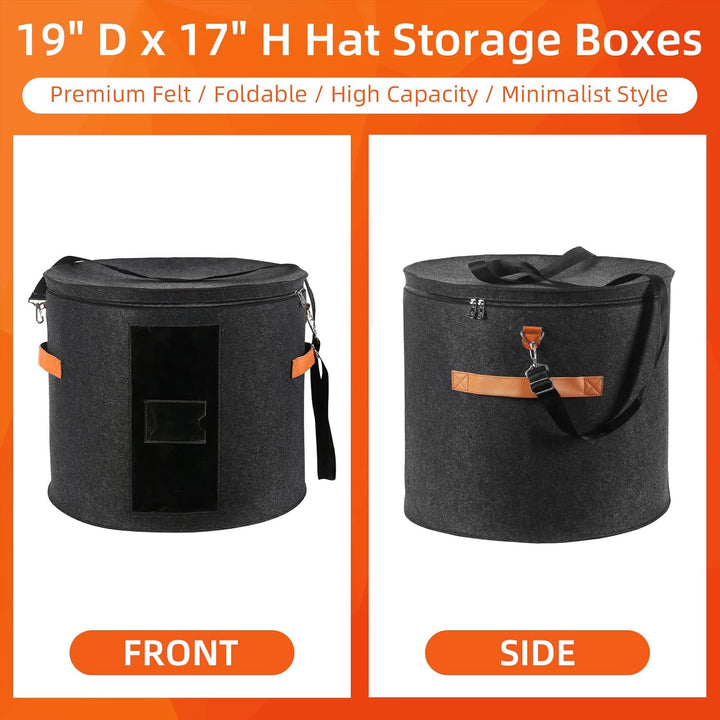 Ohiyoo Grosser Hutschachtel Rund mit Deckel 19'' Hut Aufbewahrungsboxen für Damen & Herren Grosse ru
