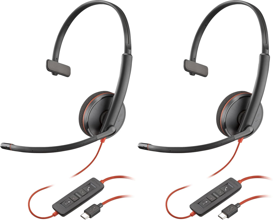 POLY Headset Blackwire C3210 Mono USB-C/A (Packung mit 2) Schwarz 0 (Packung mit 2), Schwarz 0 (Pack