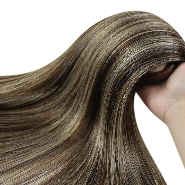 YoungSee Microring Extensions Echthaar Braun 40 cm Microring Hair Extensions Micro Loop Extensions E