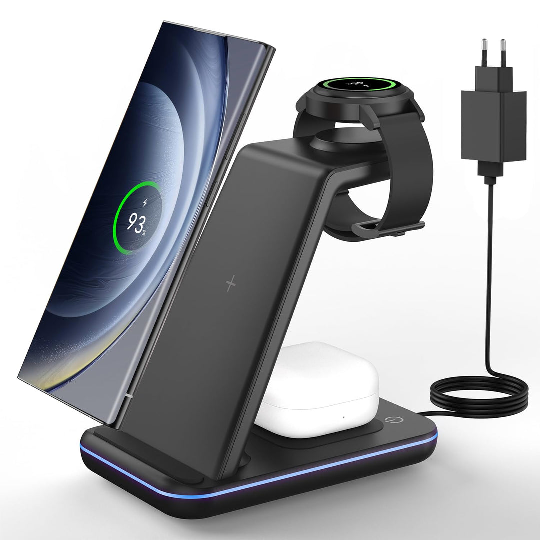 JoyGeek 3 in 1 Induktive Ladestation für Samsung, Wireless Charger für Samsung S25/S24/S23/S22/ZFlip