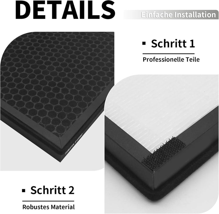 2 Stück H13 HEPA Ersatzfilter mit Vorfilter, 3-in-1 H13 Ersatz für Morento HY4866/YIOU M1 Luftreinig