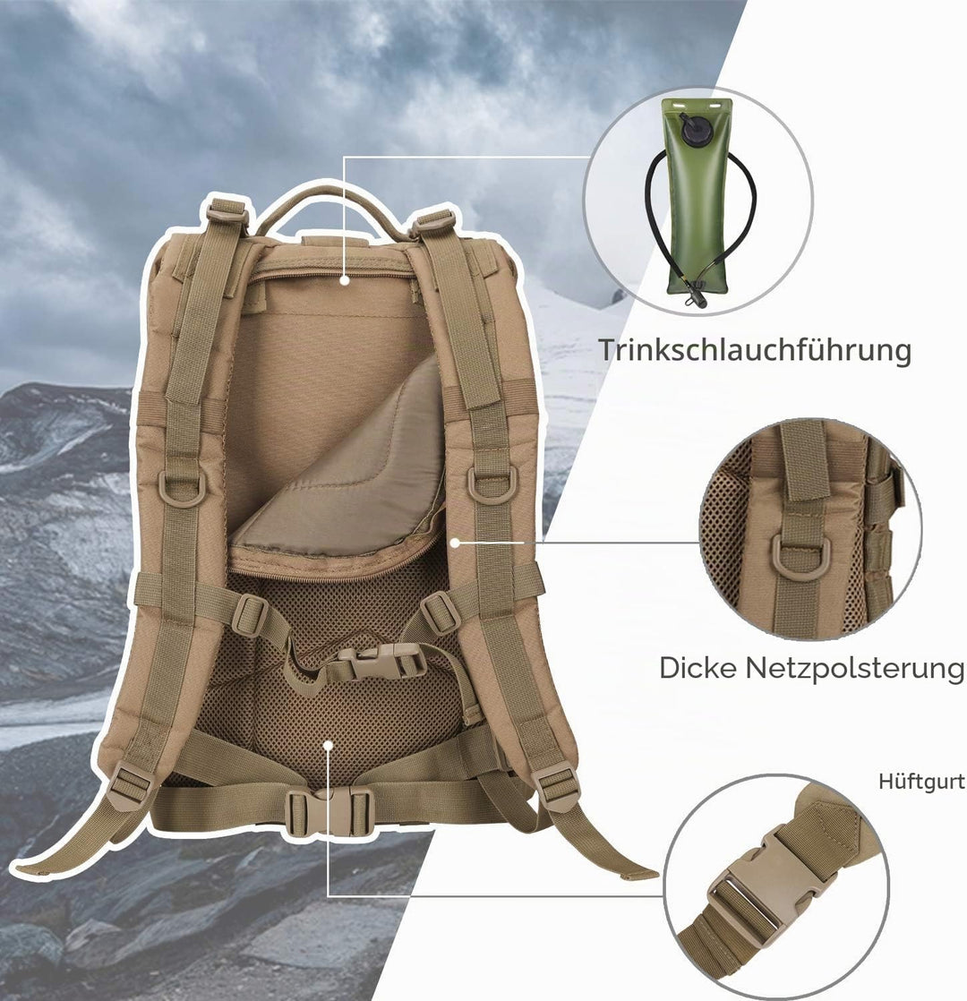 Hannibal Tactical 40L Militär Taktischer Rucksack US Cooper Rucksack Armee Assault Pack 3 Tage Bug O