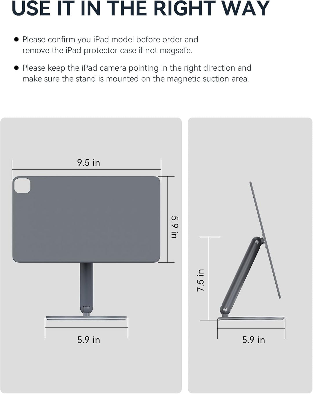 LULULOOK Drehbar Magnetisch iPad Ständer, Faltbar iPad Pro Ständer mit 360° Schwenk Basis, Aluminium