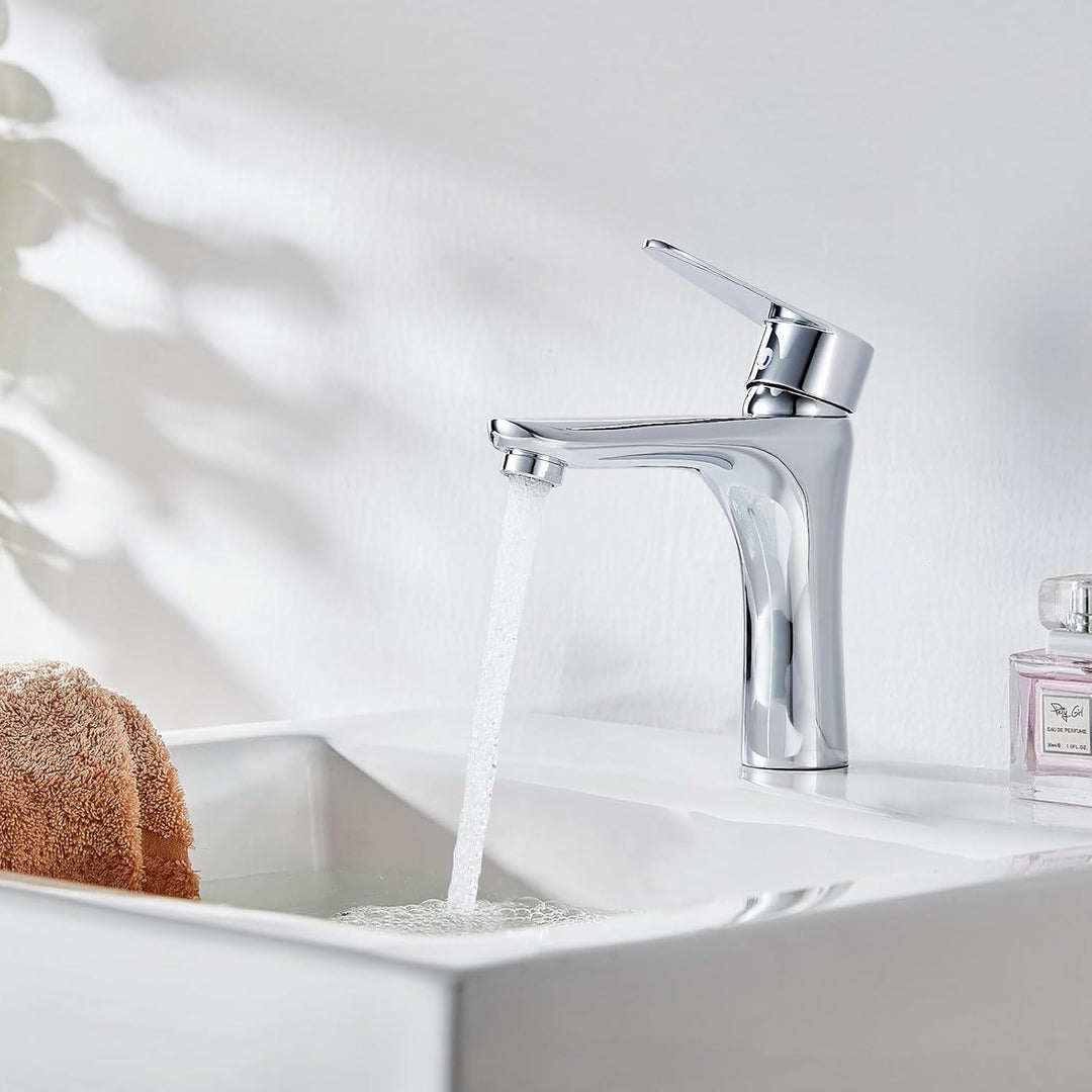 Wasserhahn Bad Chrom, Waschtischarmatur Bad Armatur Mischbatterie Waschbeckenarmatur Einhebelmischer