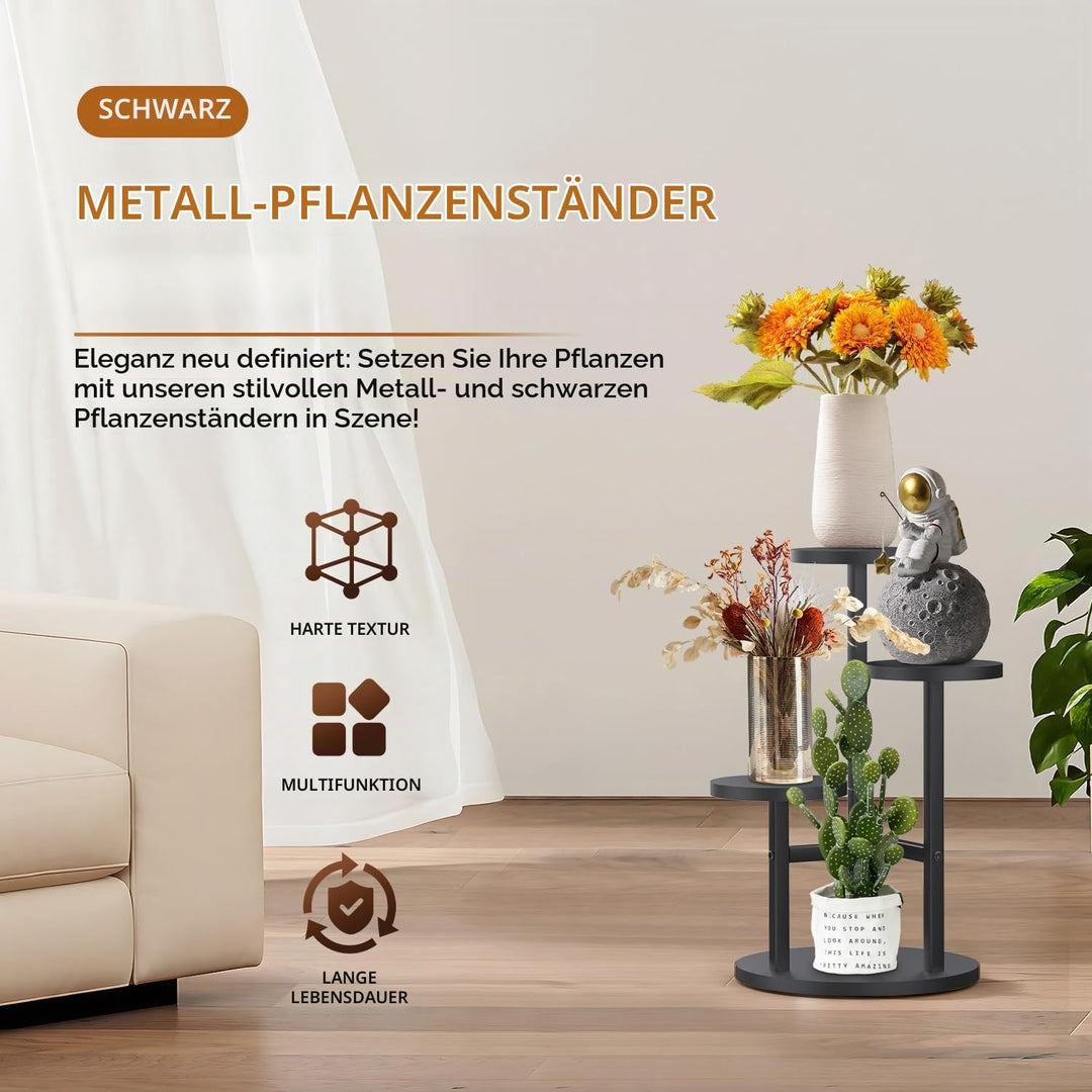Pflanzenständer, 3 Etagen Blumenständer Innen, Blumenhocker Ecke, Blumentopfständer Metall, Pflanzen