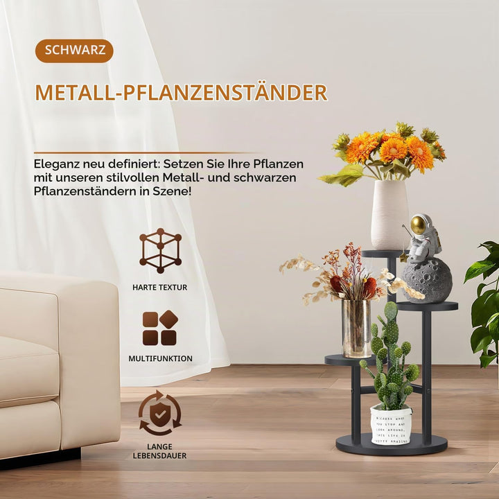 Pflanzenständer, 3 Etagen Blumenständer Innen, Blumenhocker Ecke, Blumentopfständer Metall, Pflanzen