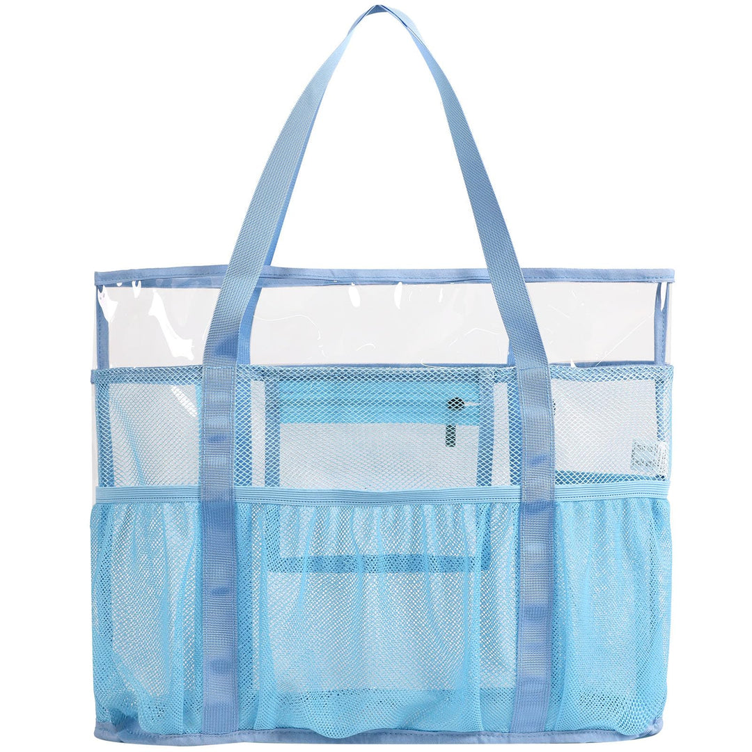 TINYAT Grosse transparente Tragetasche für Damen, transparent, Netzstoff, Strandtasche, Schultertasc
