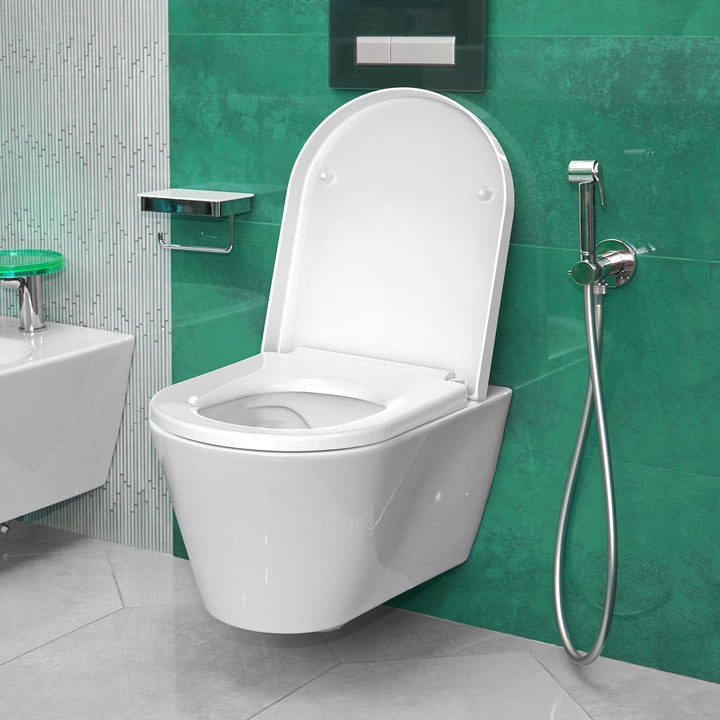 STOREMIC Toilettendeckel, WC Sitz mit Absenkautomatik, Klodeckel D-Form mit Quick Release Funktion f