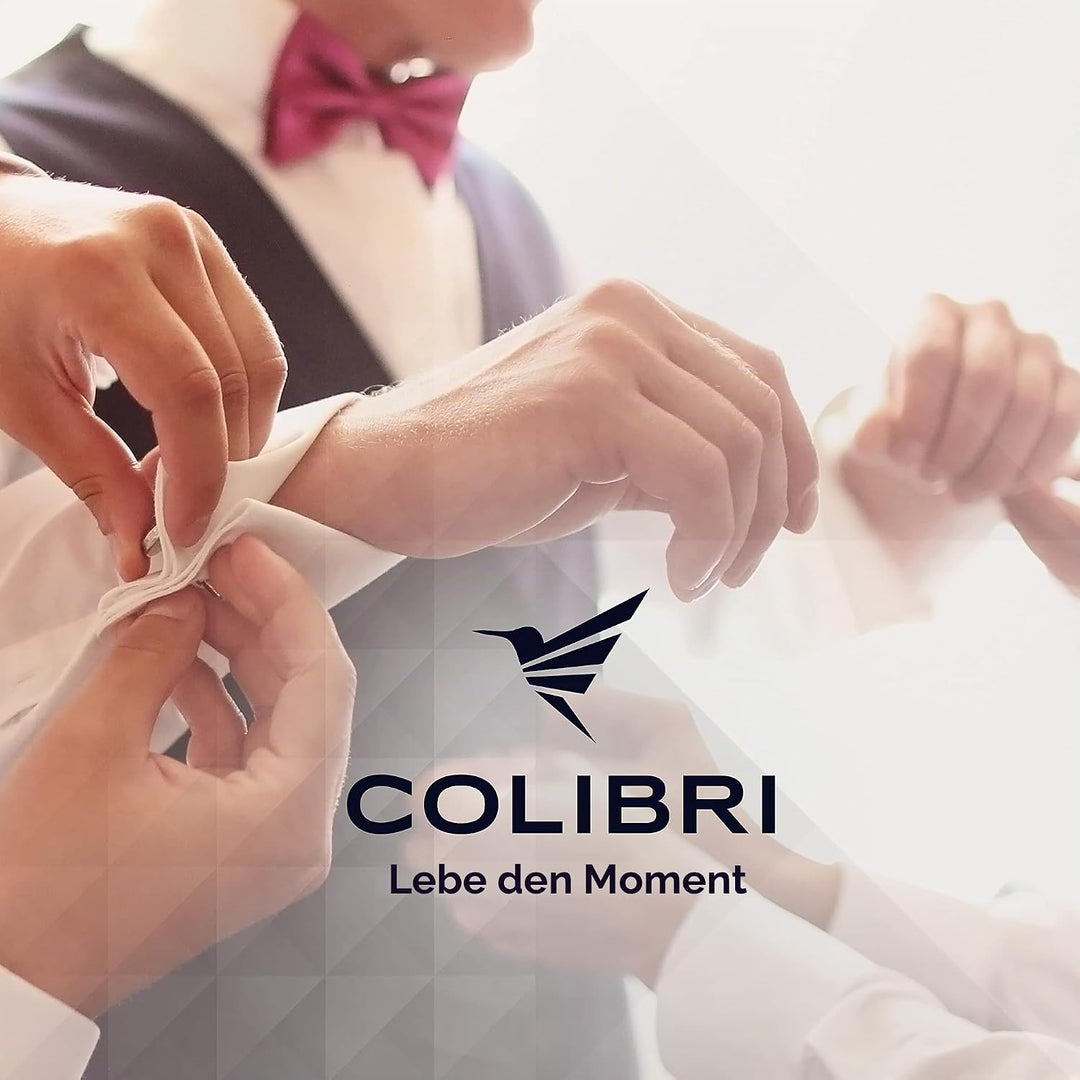 Colibri Maine Manschettenknöpfe für Herren – aus gebürstetem Stahl mit geradliniger Seitenverzierung