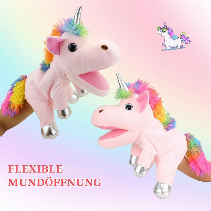 Einhorn Spielzeug Einhorn Handpuppe, Einhorn Kuscheltiere Handpuppen Einhorn Spielzeug für Mädchen,