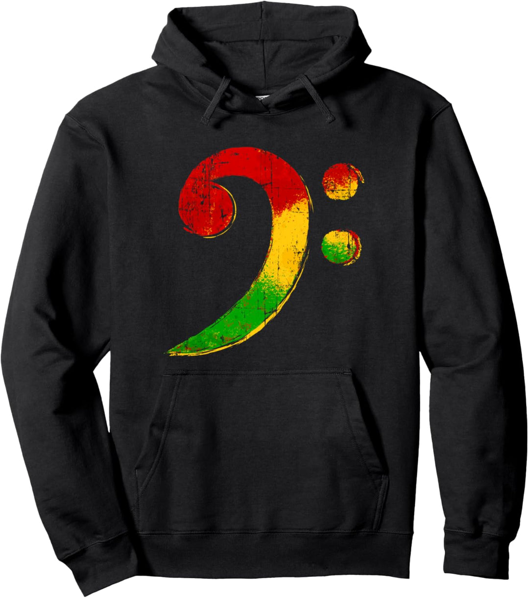 Reggae Bass Bassschlüssel Rasta Geschenk für Bassist Pullover Hoodie