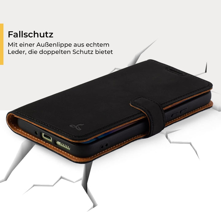 Snakehive Lederhülle für Samsung Galaxy A34 - Stylische Handyhülle mit Kartenhalter & Standfuss - Ha